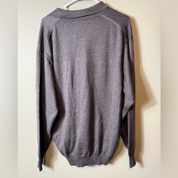 Cellini Men’s Made in Italy Henley Collared Sweater Size 52 Charcoal Gray - Picture 5 of 5